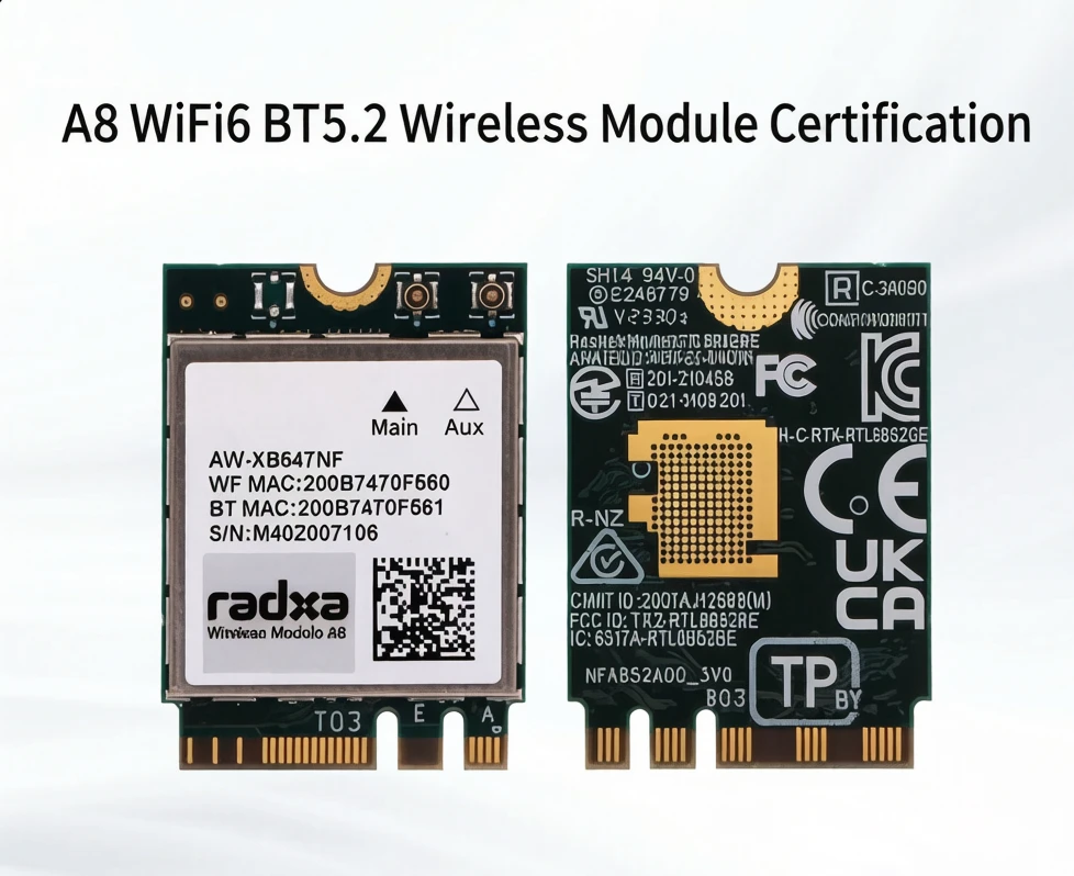Radxa A8 Wireless Module WiFi6/BT5.2 Dual Antenna Support