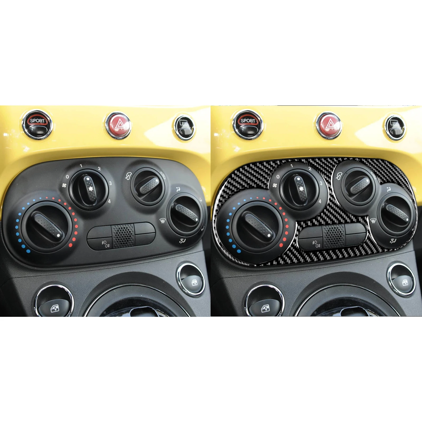 

For Fiat 500 For Abarth 595 695 Car Interior Accessories Carbon Fiber Center Console AC Air Conditioner Panel Cover Trim Sticker