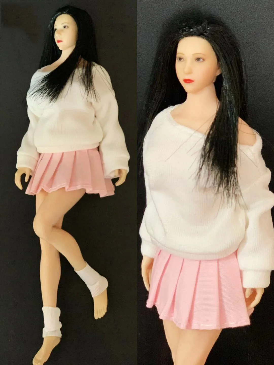 

1/12th Female White T-shirt+Pink Skirt Model for 6" TBLeagure figure Doll