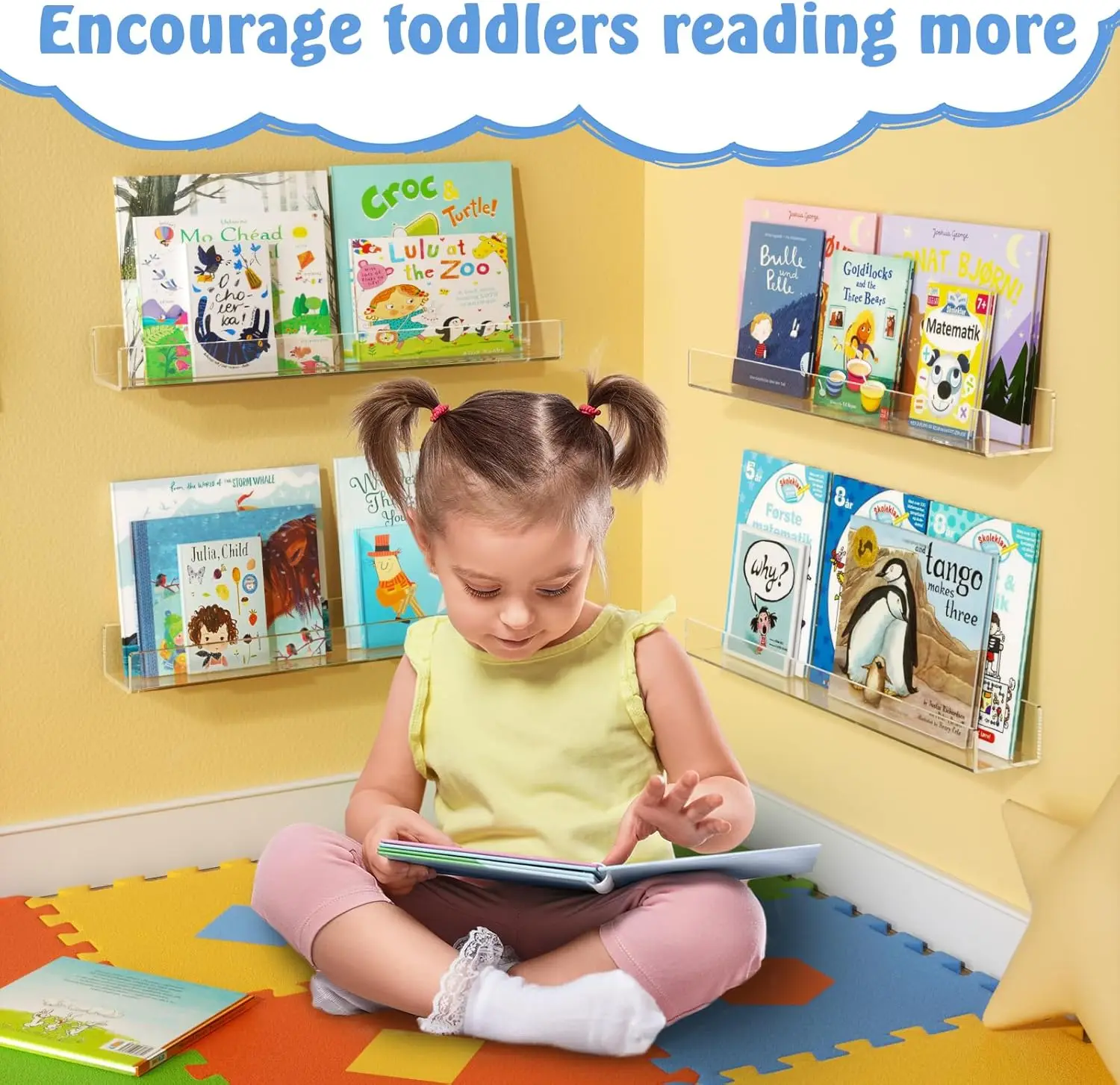 أرفف كتب عائمة من الأكريليك مقاس 36 بوصة للأطفال، عبوتان، أرفف حائط كبيرة جدًا لمجموعات الكتب #6