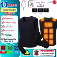 11 Areas Heated Vest Men Ski Warm Heating Underwear Winter Self Heating Jacket Snow Hiking Hunting Sleeveless Functional Outwear