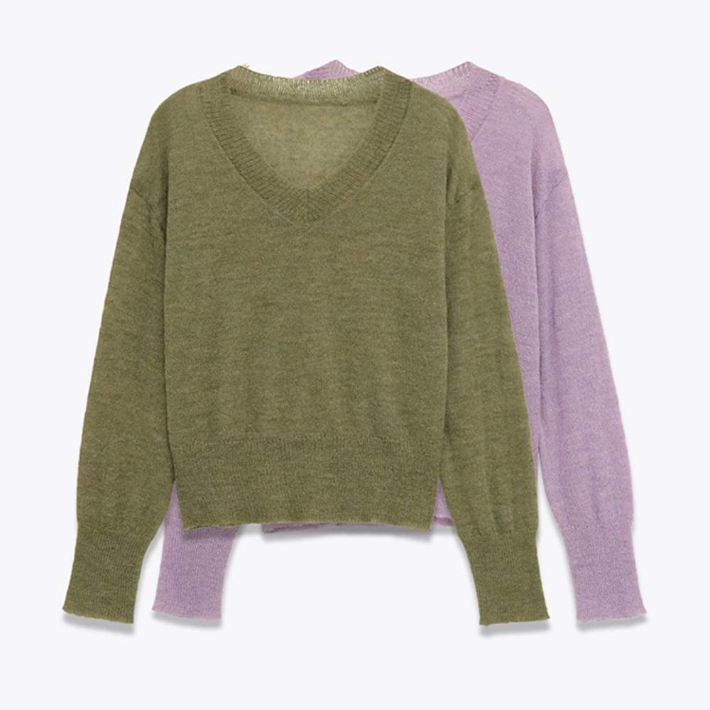 

Осенний женский свободный трикотаж, чистый цвет, дизайн, сенсация, европейский и американский стиль, качественный модный топ