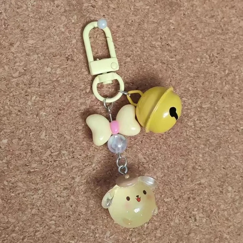 Sanrio Hello Kitty Pendant Bag Charm Glow-in-the-dark Bell Jewelry Resin Keyring Hanging Kuromi Cartoon Night Glow Keychain Gift
