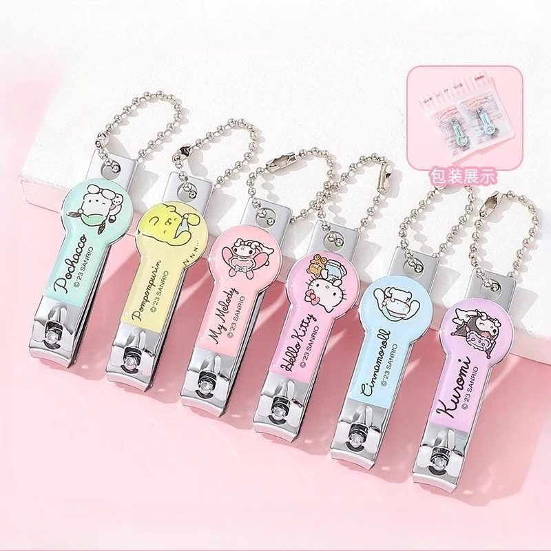 

Kuromi Nail Clippers My Melody Cartoon Cute Figures Hand Toe Trimmer Compact Portable Keychain Hanging Nail Clipper Practical
