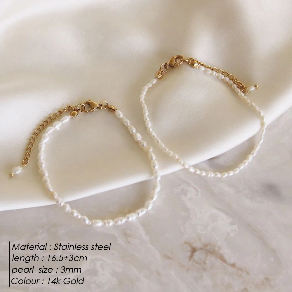eManco New Oval Imitation Pearl Bracelet Stainless Steel Bracelet Women\'s Birthday Gift