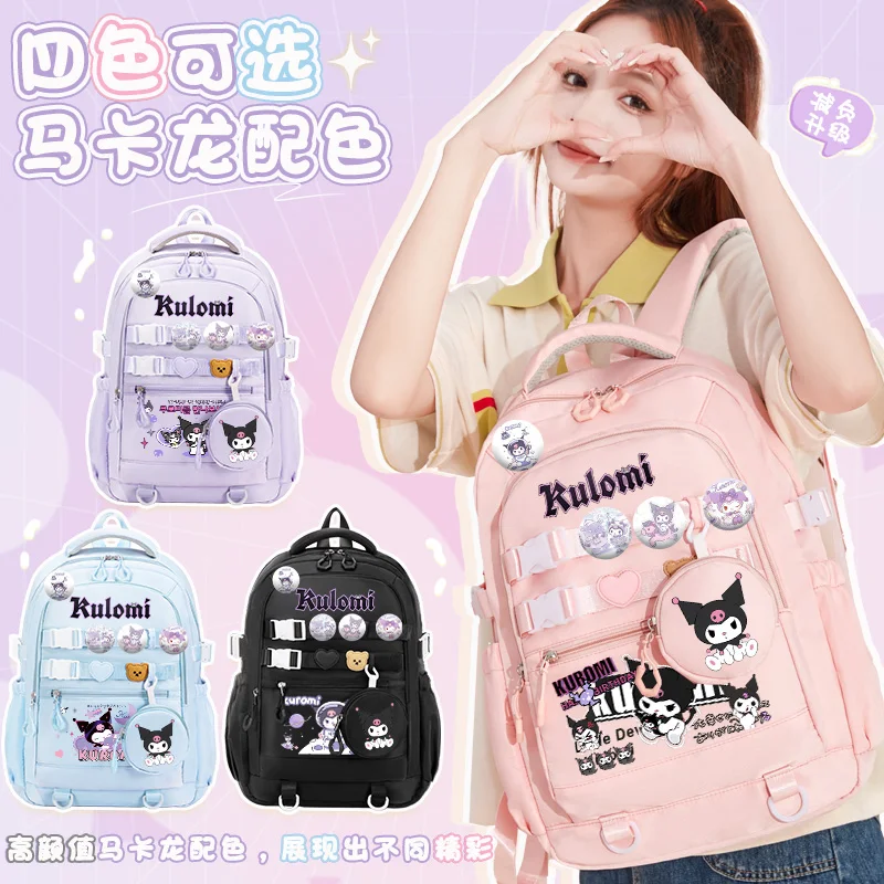 Kuromi Schooltas voor kinderen Dames 2025, nieuwe Sanrio Leuke cartoon Modeprint Rugzak Hoge schoonheid Terug naar school