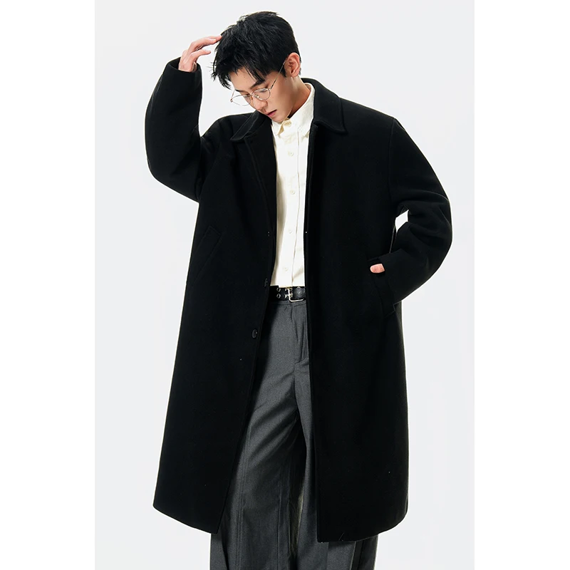 Autumn Winter New Long Jackets and Coats For Men Turn Down Collar Plus Size 5XL-M All Match Loose Men's Casual Woolen Coat Sale