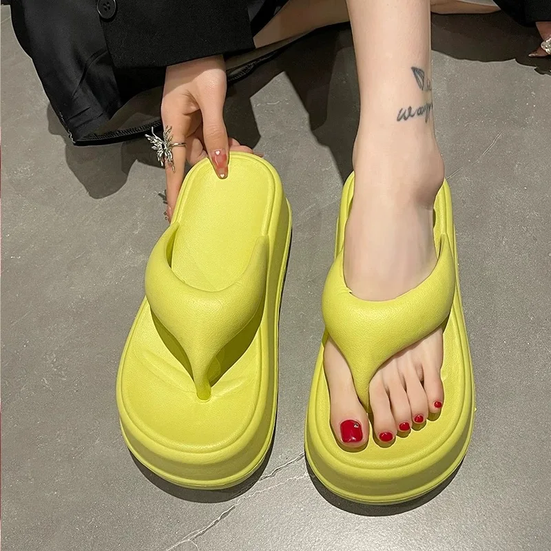 

7cm Thick Women Flip Flops 2024 New Fashion OutdoorsPlatform Slippers High Summer Flat Slippers Casual EVA Sole Thick Slippers