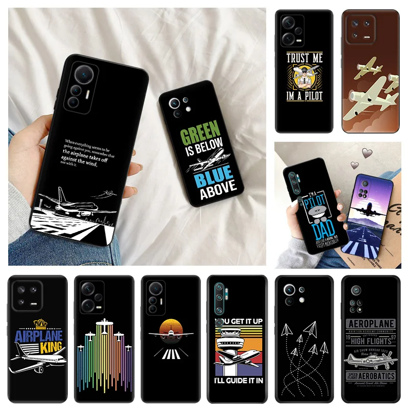 Silicone Soft Phone Cases Cover for Xiaomi 13 Pro 12 12s 12x 12t Mi 11 Lite 11t  9 9t 10 t cc9 Note10 Airplane Aircraft Take Off