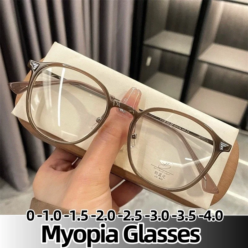 

New Trendy Myopia Glasses Fashion Women Minus Diopter Eyewear Unisex Anti-blue Light Computer Eyeglasses Ladies Near Sight -1.0