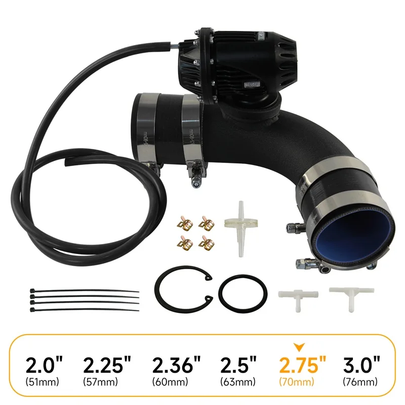 

90 Degree Flange Pipe 2.5"/2.75"/3" + Adjustable SSQV SQV Blow Off Valve BOV 4 Kit+ 2PCS Silicone hoses Black