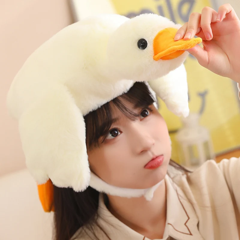 

Fluffly Simulation Big White Goose Doll Plush Hat Kawaii Stuffed Animal Pillow Soft Kids Toys for Girls Birthday Gift Home Decor