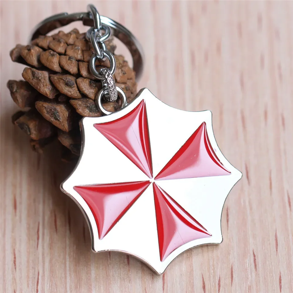 Popular Movie  Keychain Biohazard Umbrella Corporation Red Enamel Metal Keyring Fashion Car Key Chain for Fans Car Gadget