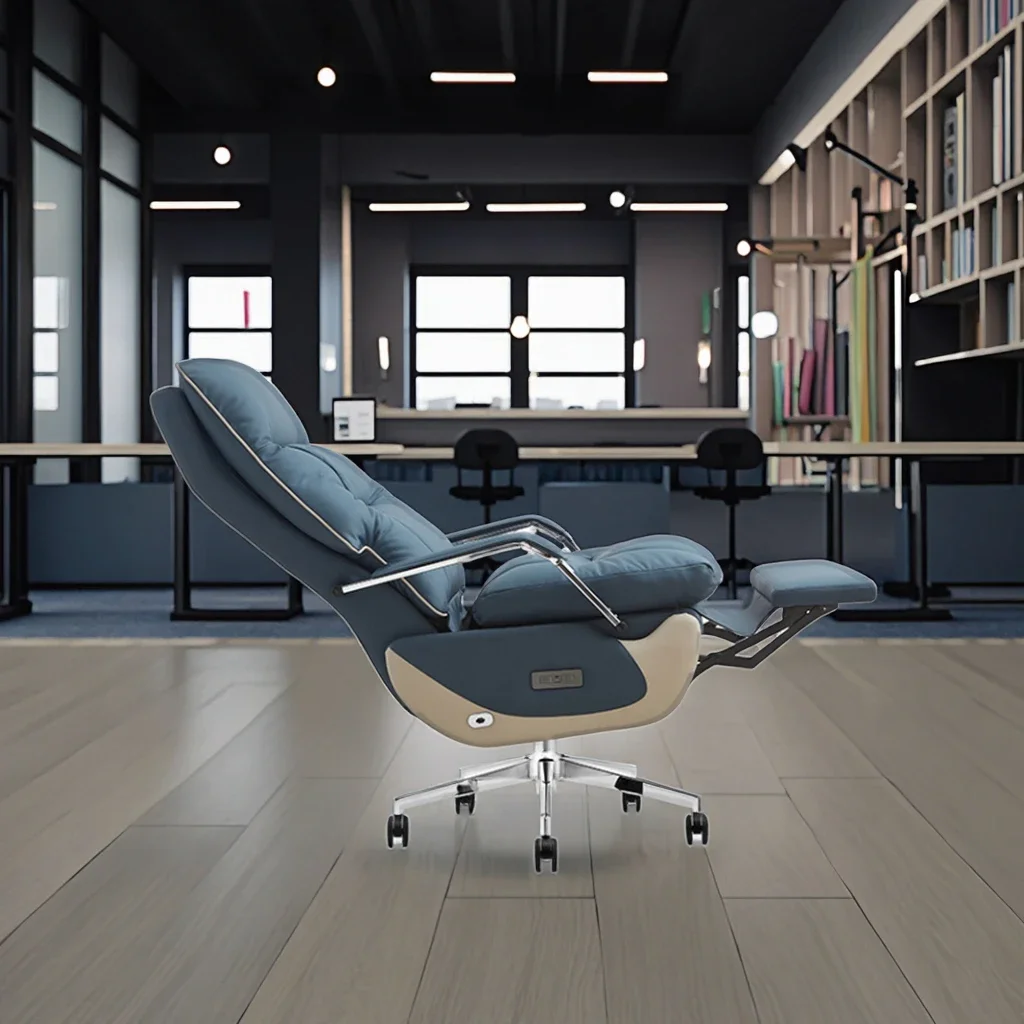 

Офисный стул с электрической откидной спинкой и выдвижной подставкой для ног, офисный стул с ручной регулировкой по высоте, мобильный эргономичный стул