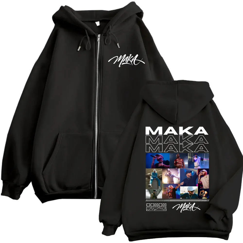 

Rapper Maka 2025 Tour Graphic Zipper Hoodies Harajuku Hip Hop Zip Up Hooded Sweatshirts Men Women Casual Fashion Loose Pullovers