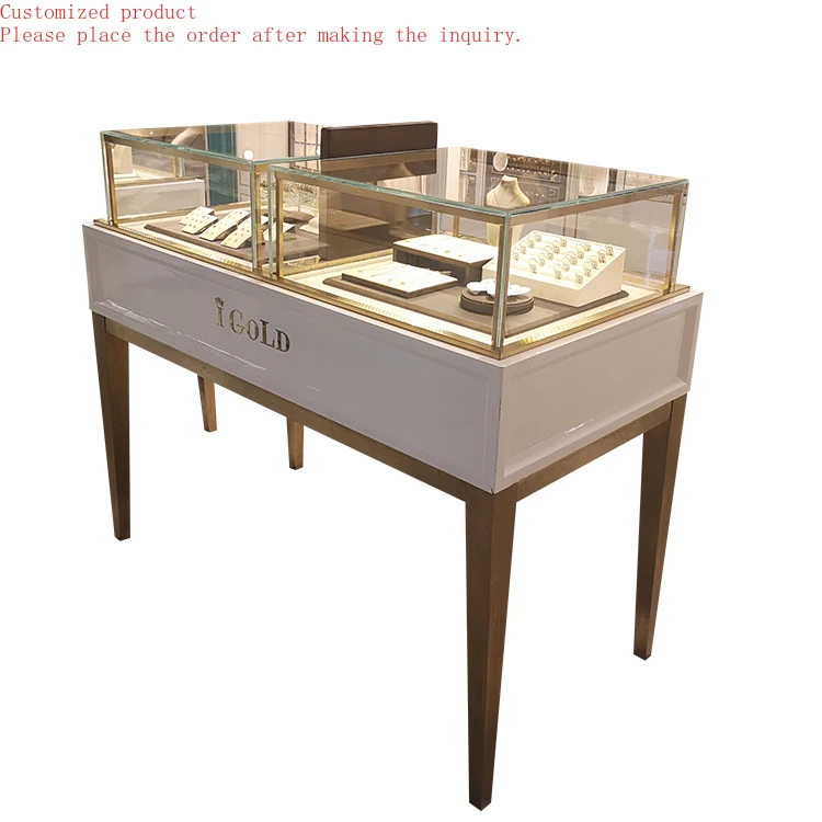 

Custom.High End White Jewelry Display showcase Kiosk Design