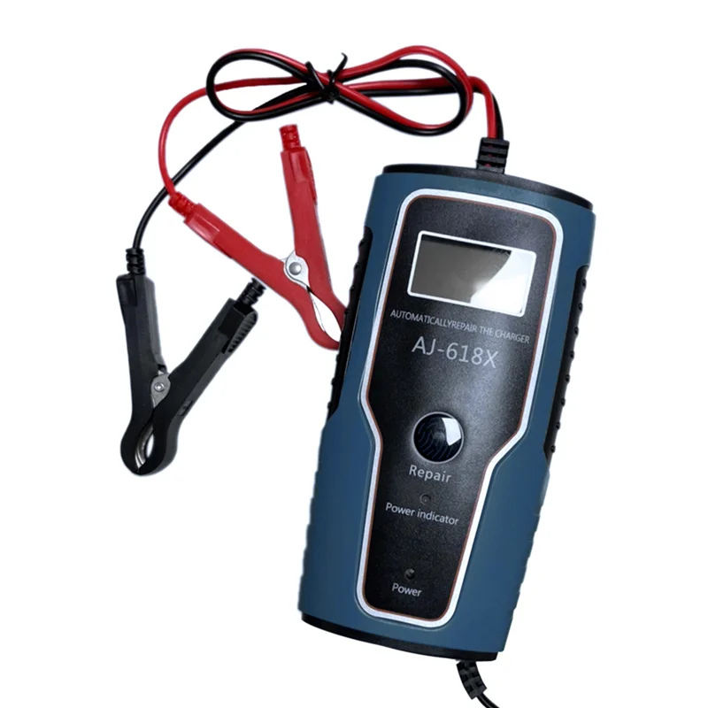 Полностью автоматическое интеллектуальное зарядное устройство 12 В, 6 А, портативное автомобильное зарядное устройство для мотоциклетного аккумулятора высокой мощности, прочное зарядное устройство европейского стандарта-ABJ