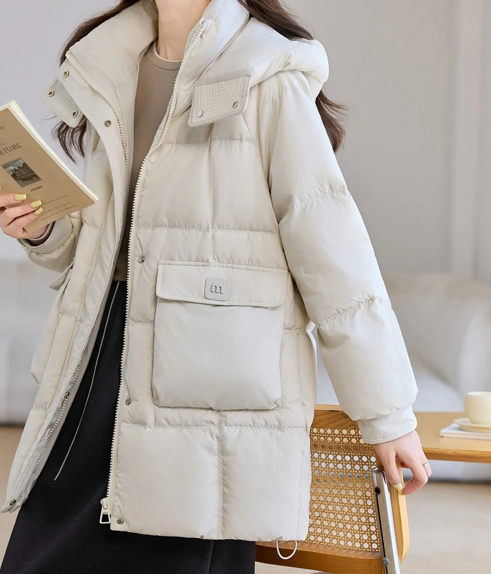 

2025 New Cotton Clothing Women's Winter Mid To Long Length Anti Cold Clothing Fashionable Slimming Hooded Jacket