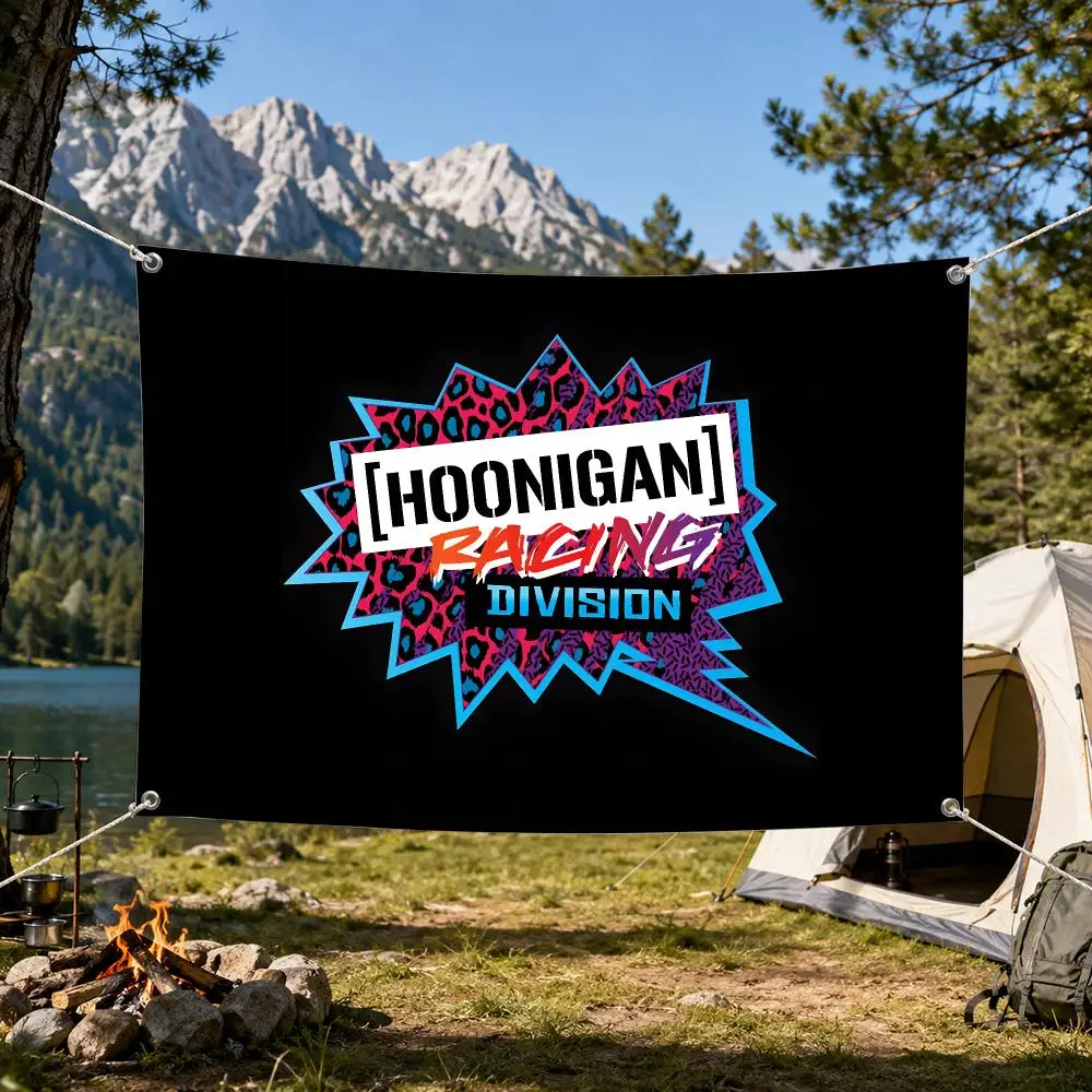 H-Hoonigan Racing Car Modification Flags Aesthetic Wall Tapestry Printed Wall Hanging Living Room Party Outdoor Decor