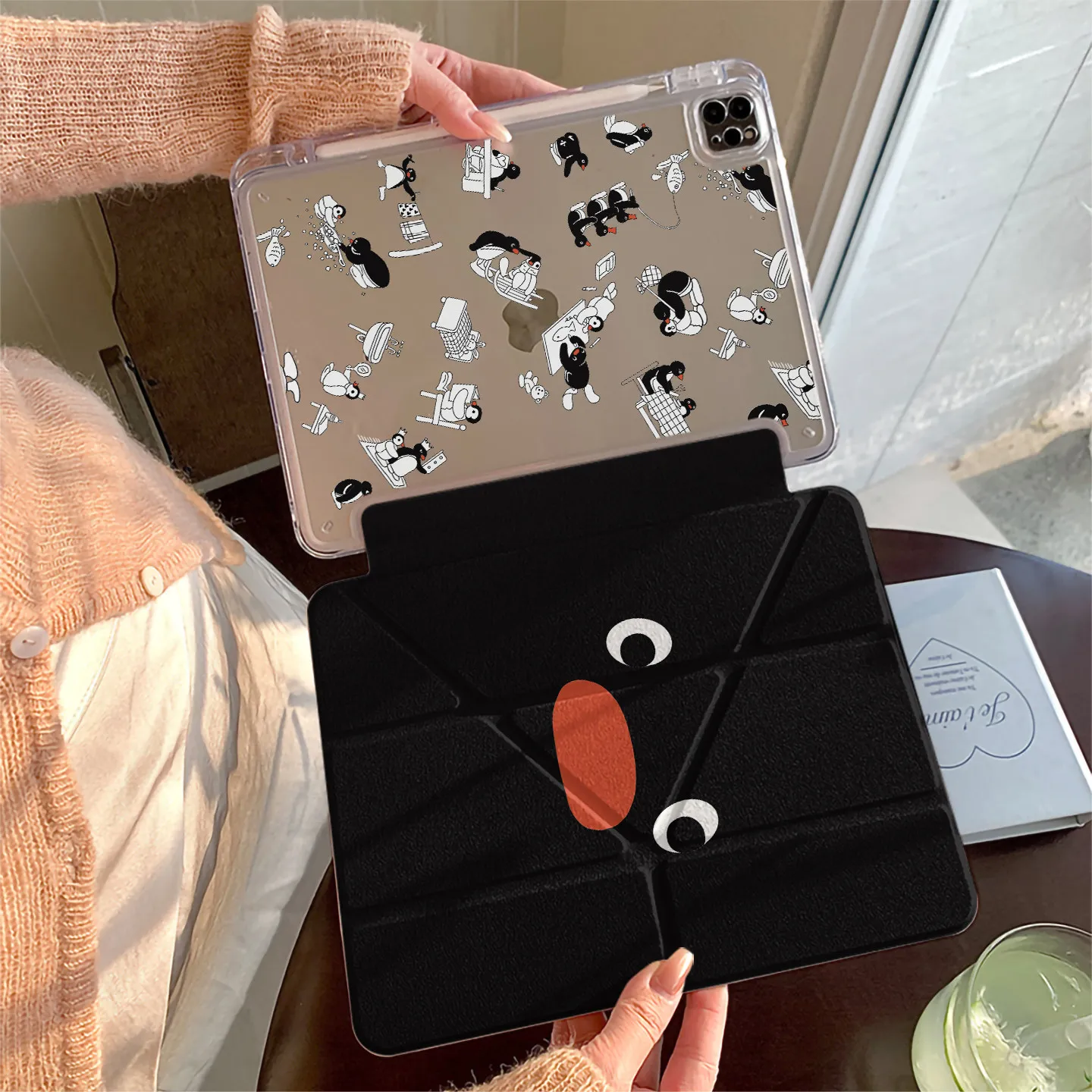 New Chinese Hibiscus Notebook 3Fold Tablet Case for iPad 11 Cover Air8/7/6 New iPad 10/11/13 inch Pro Air56 10/11th MINI Cover
