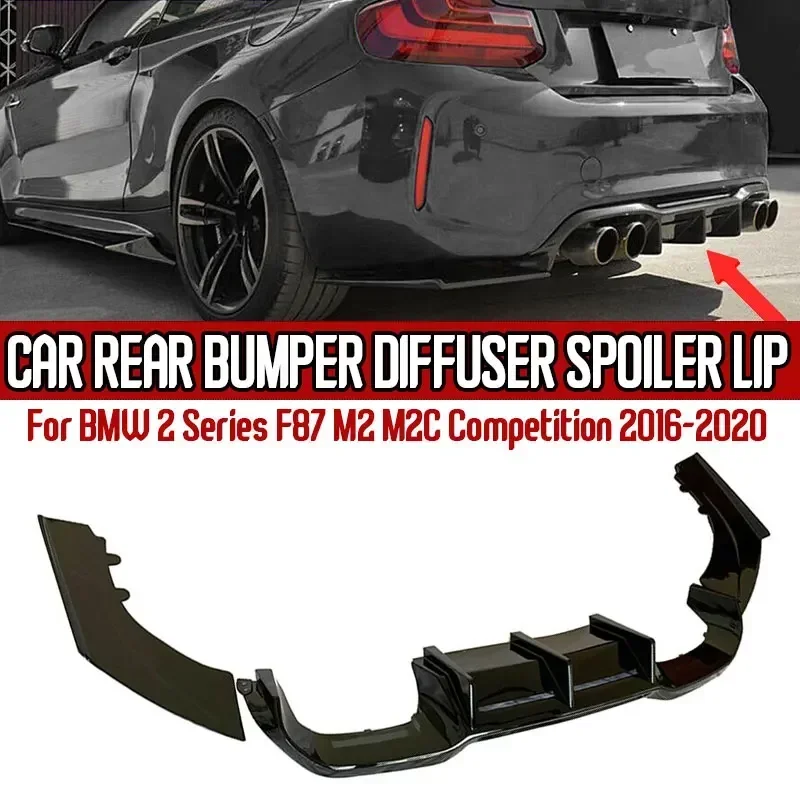 3x Car Rear Bumper Lip Diffuser Spoiler Side Splitters Apron Flaps For BMW M2 F87 M2C Competion 2016-2020 Rear Diffuser Lip