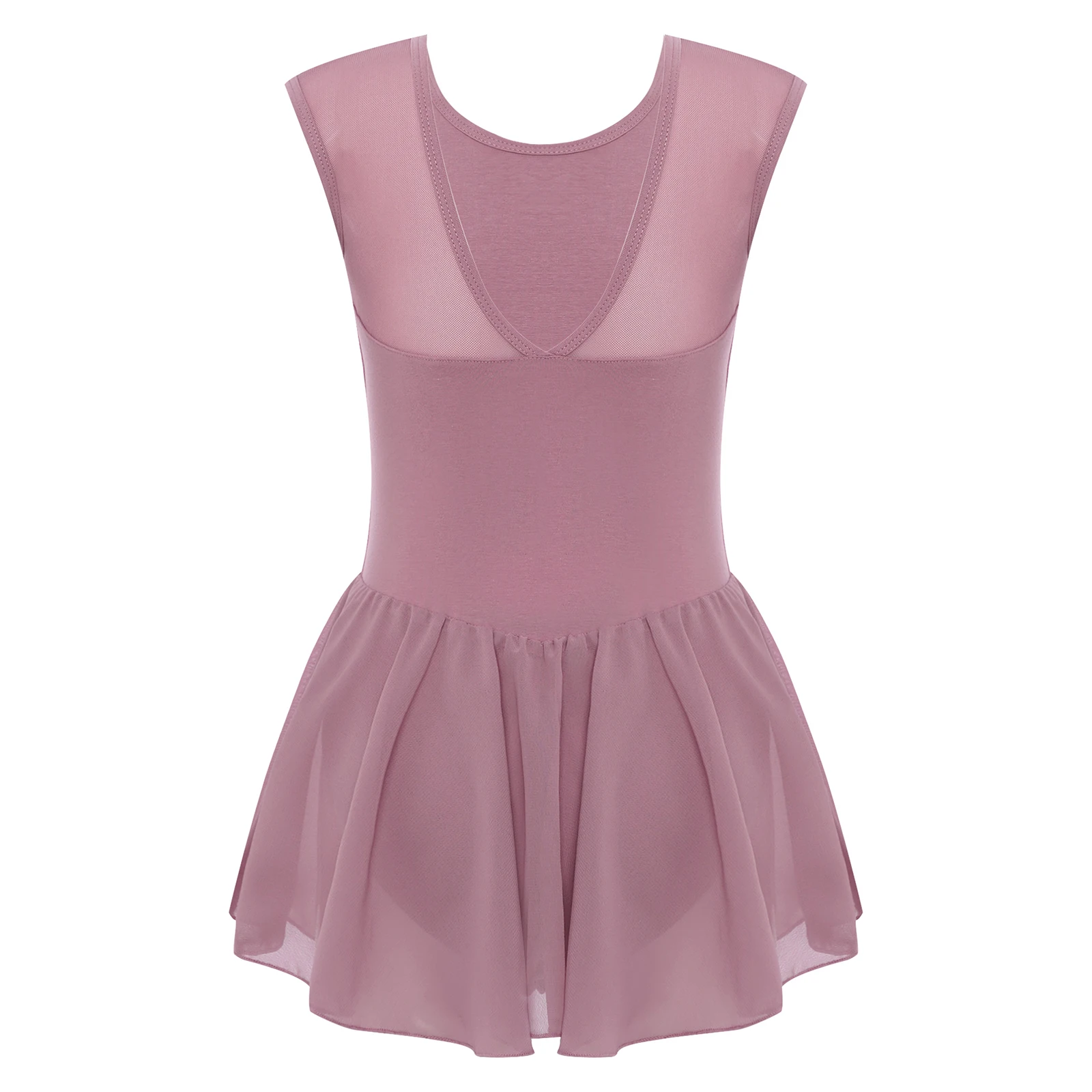 키즈 소녀 발레 댄스 연습 워밍업 훈련 의상 민소매 V 백 쉬어 메쉬 스트레치 발레 시험 댄스 드레스