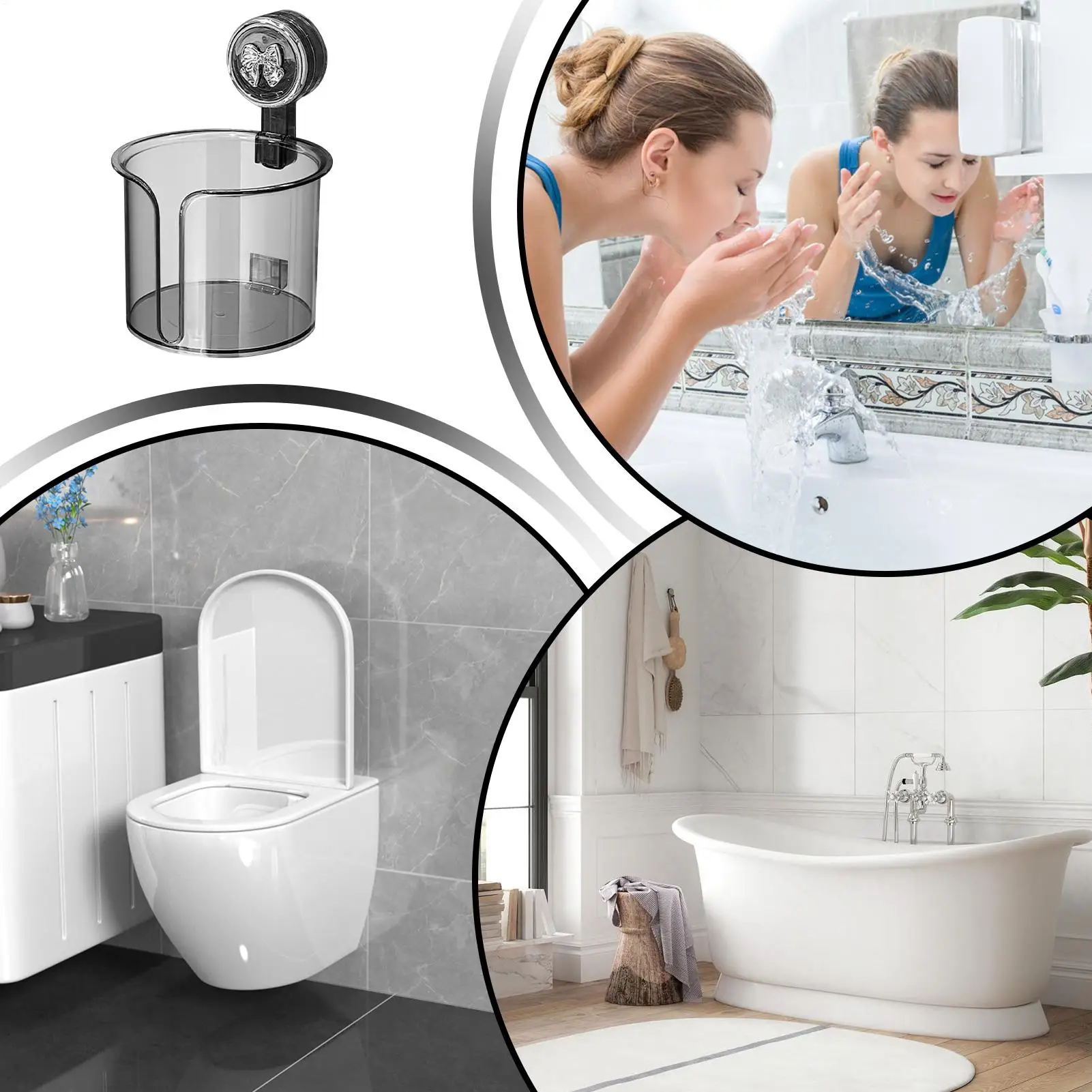 Toilet Roll Holder Suction Cup Tissue Holder For Bathroom Transparent Tissue Roll Dispenser Box For Washroom Hotel Bedroom view 5