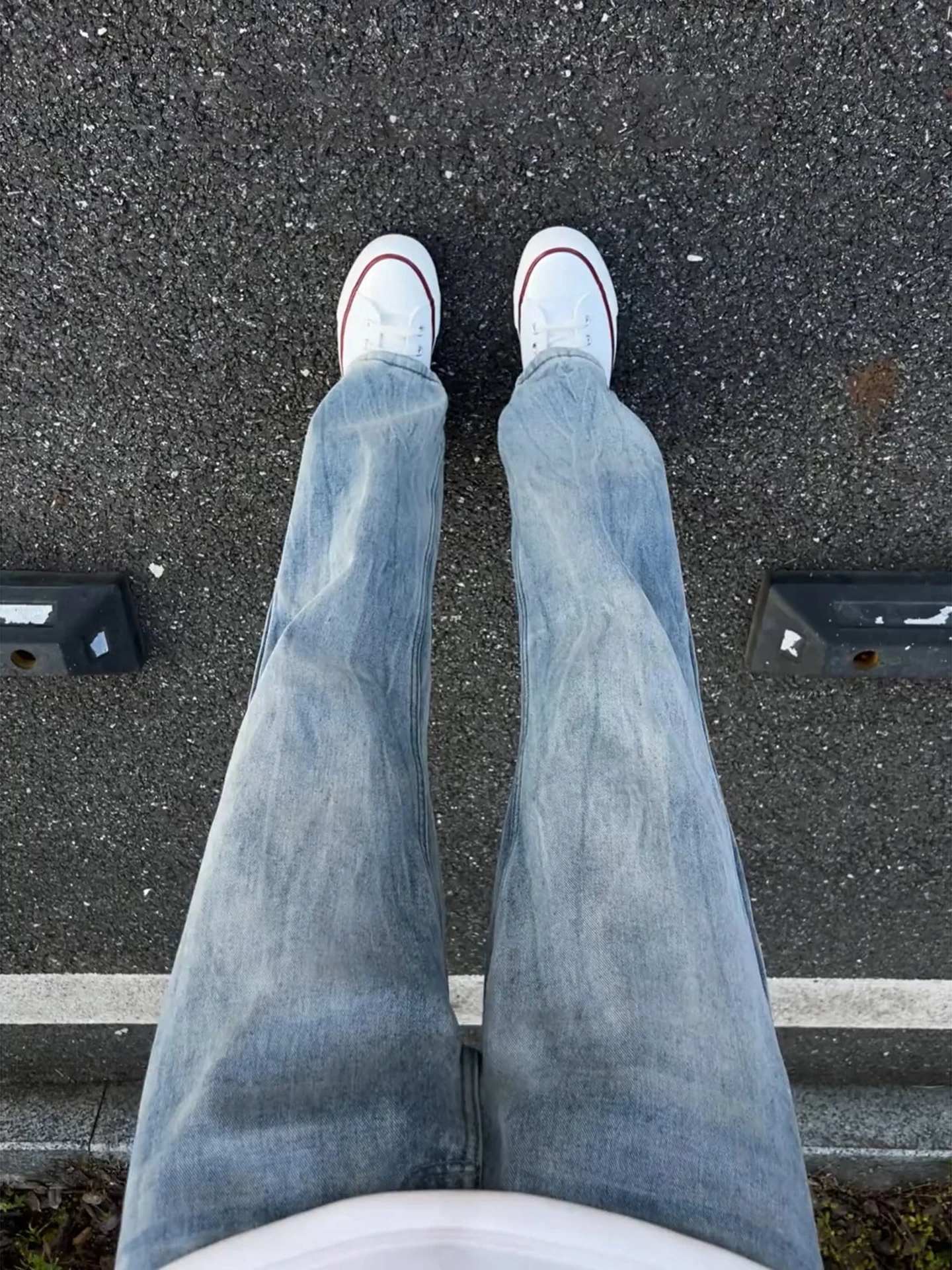 

Washed Blue Bamboo Flash Pattern Micro Flared Straight Leg Jeans Men's American High Street CleanFit Slimming Knife Pants