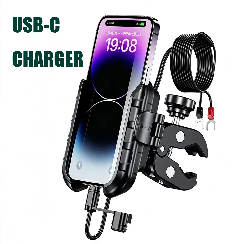 Hot Motorcycle Bike Phone Holder with USB Charger Shockproof Bracket GPS Clip Holder for 4.7-7.2