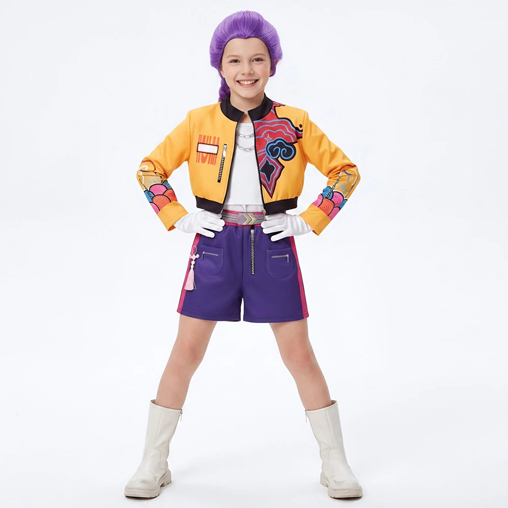 Neues Halloween-Kostüm für Mädchen, Cosplay-Sängerin, Showkostüm, Jacke, Weste, Hose, 3-teiliges Set, modisches Outfit für Geburtstagsfeiern und Rollenspiele – Detail 4