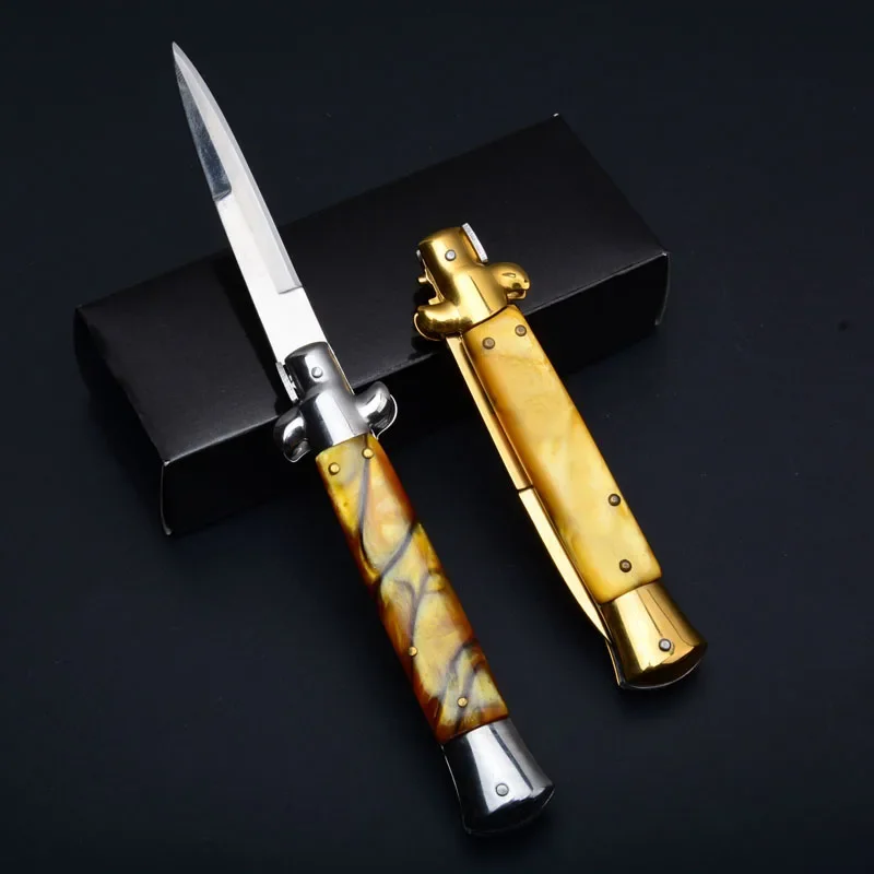 Tactical Godfather Survival Pocket Knife Folding Blade Stainless Steel Metal Handle with Acrylic Party Gift for Man EDC Tools