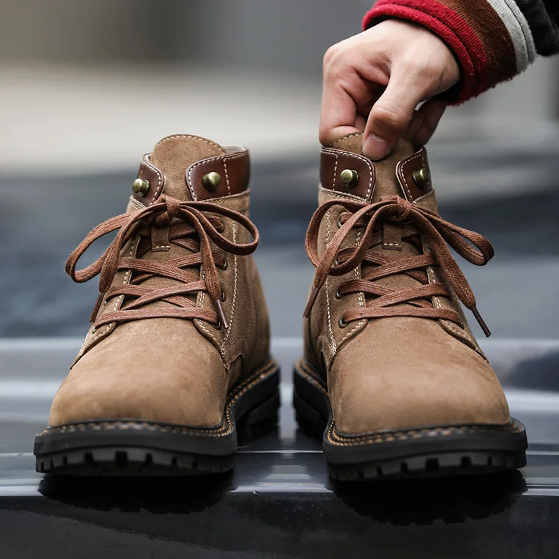 New Autumn Winter Tooling Ankle Men Leather Boots High Quality Man Cow Suede Outdoor Work Business Boots Desert Shoes