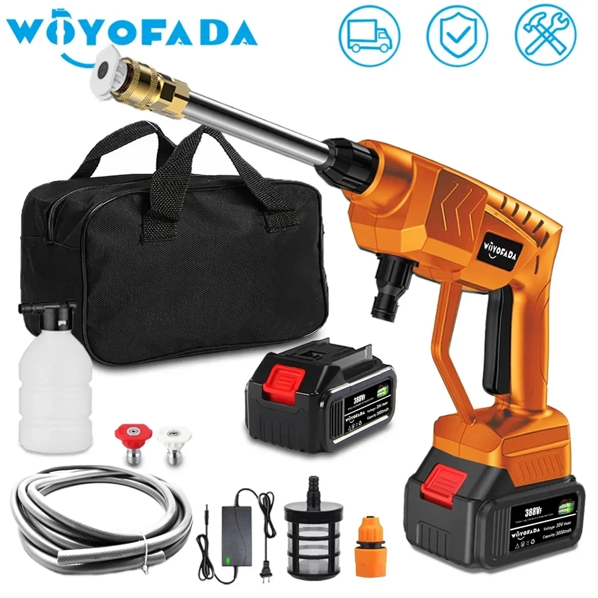 Pistola de agua de alta presión para coche, lavadora portátil inalámbrica, 30Bar, batería Makita de 18V