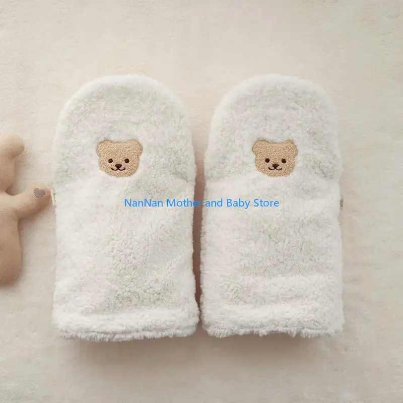 

Bear Embroidery Gloves for Baby Stroller Cold Weather Hand Warmer Pram Cart Handmuff with Thick Fleece Lining