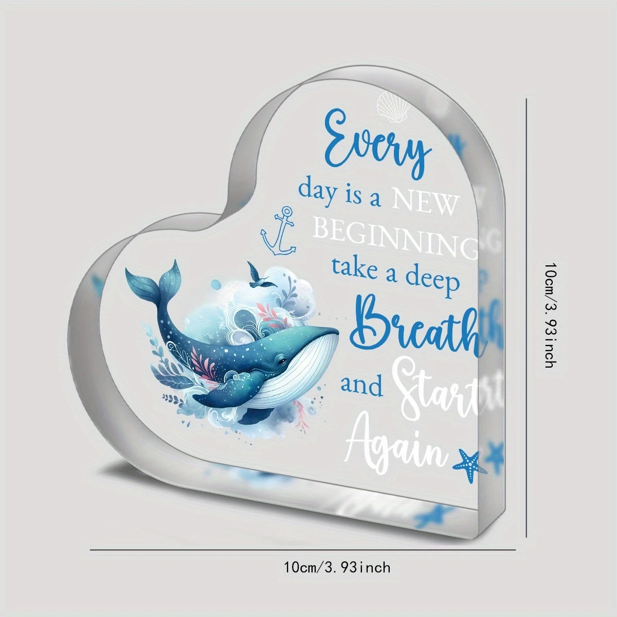 2D Acrylic Heart Table Whale Happy Birthday Mother's Day Thanksgiving Gift Home Office Desktop Gift Multi-Functional Decoration