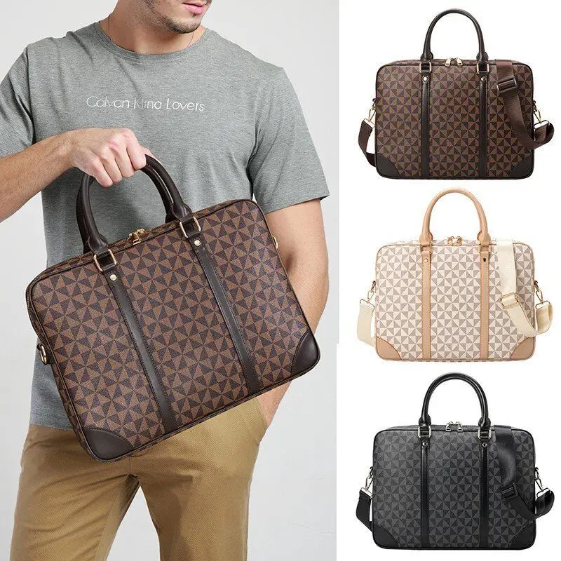 Luxury Brand New 14 Inch Laptop Briefcase Business Handbag for Men Large Capacity men's Leather Fashion Designer Shoulder Bag