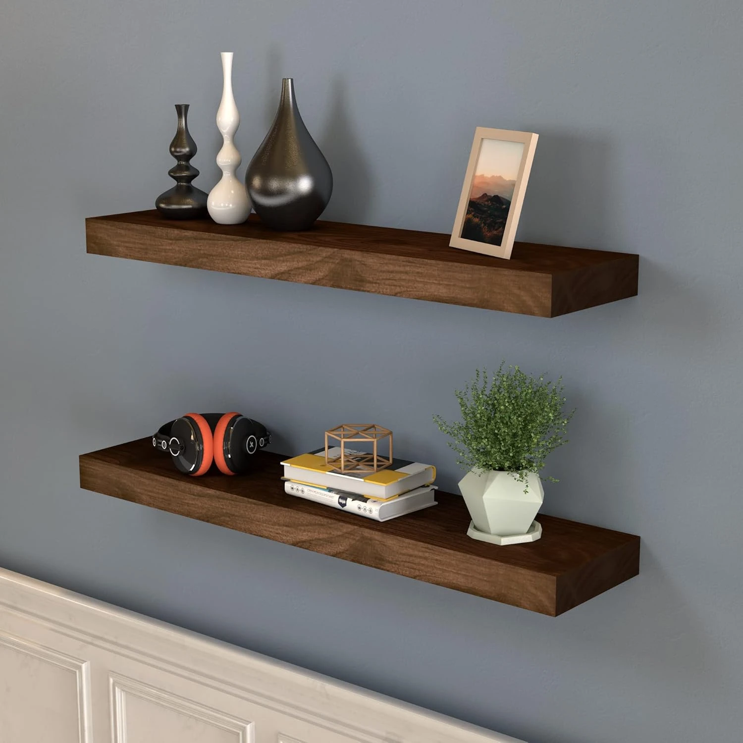 

Floating Shelves Wood - 30 Inch - Rustic Wall Mounted Shelves for Bedroom, Living Room, Bathroom, Kitchen, Office, Farmhouse