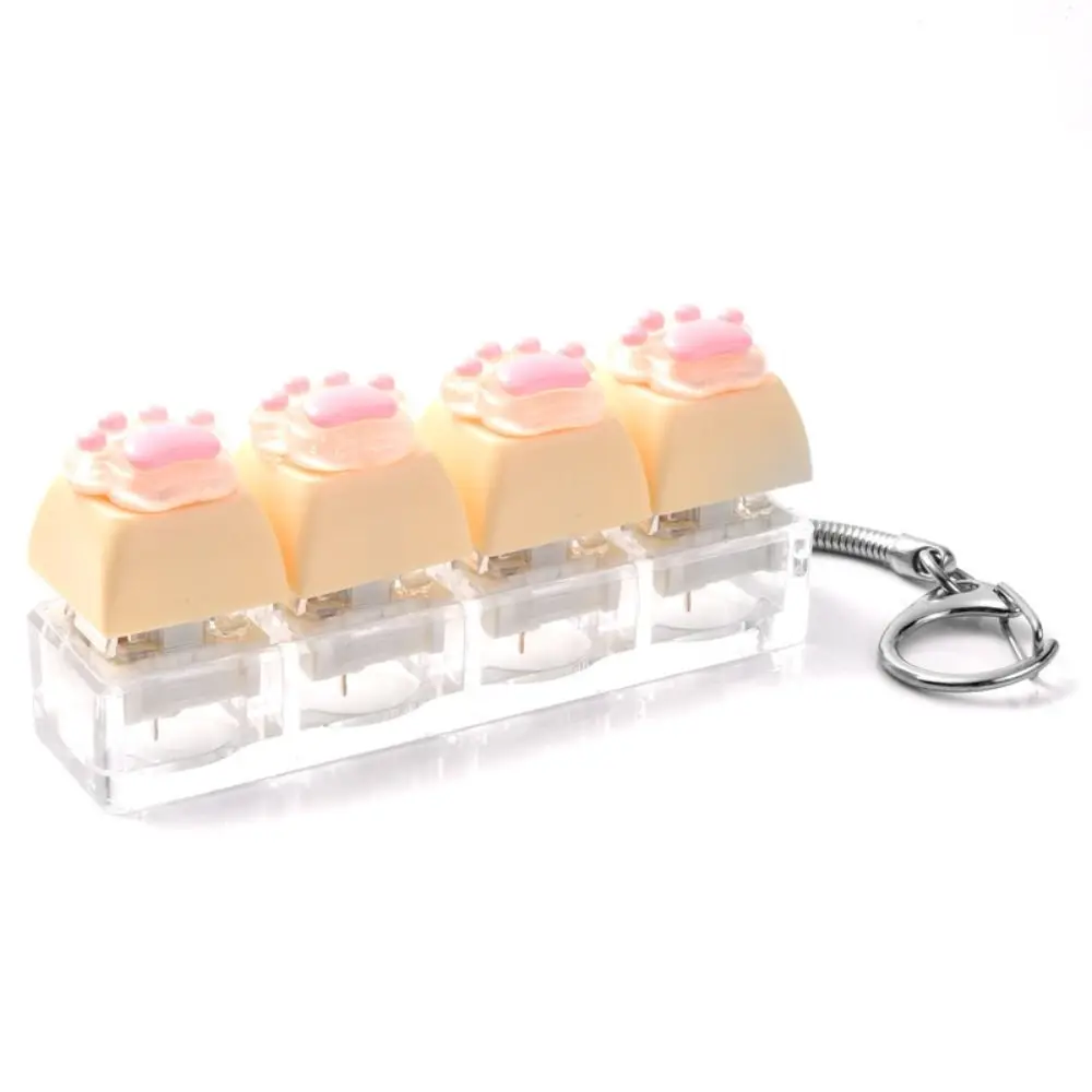 New 4 Keys Cat's Paw Keyboard Fidget Anxiety Relief Clicky Button Stress Relief Fidget Relaxing Fidget Keychain for Adults