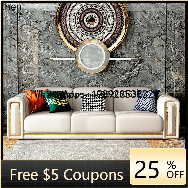 LYY new light luxury leather sofa living room combination size modern simple first-layer cowhide sofa
