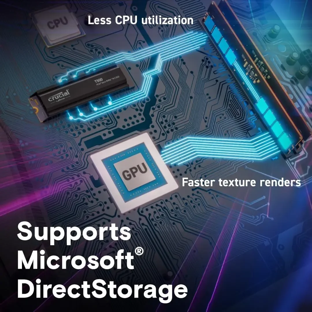 Crucial T500 1 تيرابايت PCIe Gen4 NVMe M.2 2280 SSD للألعاب الداخلية، ما يصل إلى 7300 ميجابايت/ثانية، متوافق مع الكمبيوتر المحمول وسطح المكتب