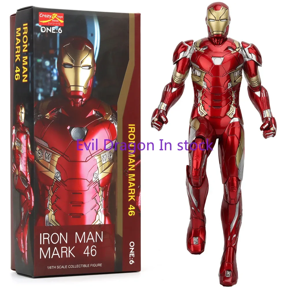 30cm Marvel The Avengers 1/6 Iron Man Mk46 Scarlet Spiderman Anime Figures Pvc Model Ornaments Collectible Toys Festival Gifts