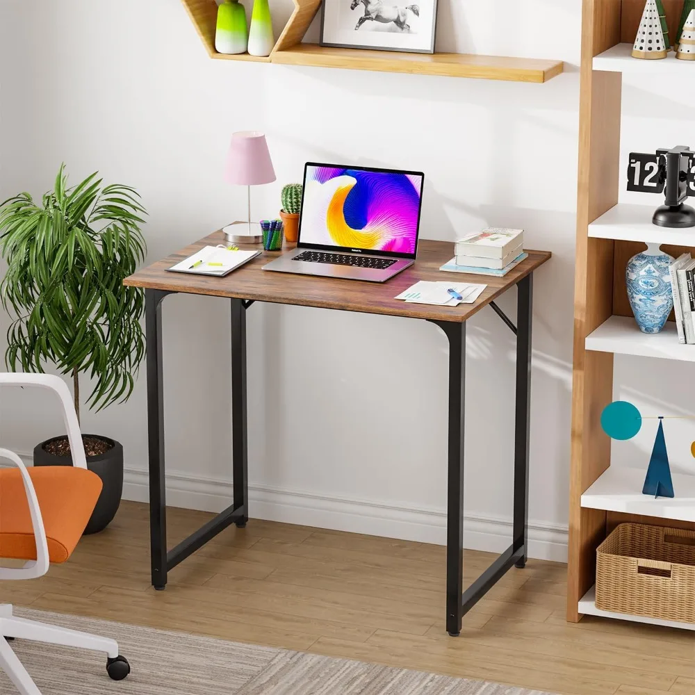 Mesa do computador de 32 polegadas, mesa de escritório com quadro do metal, estilo simples moderno, para a casa, estudo, escrevendo para o espaço pequeno