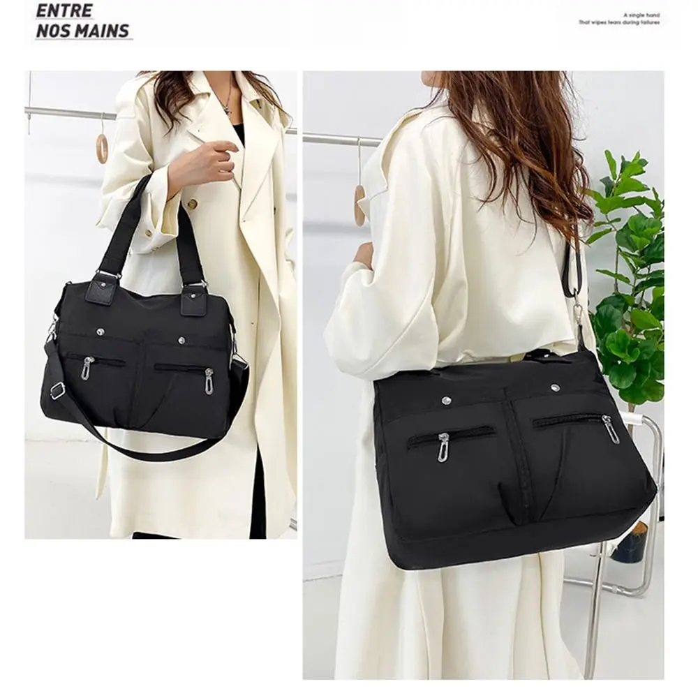 Large Capacity Shoulder Bag Waterproof Multi Pocket Women Tote Nylon Bag Portable For Work
