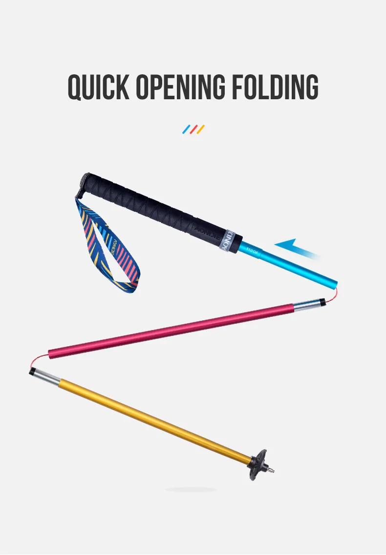 2pcs AONIJIE New Folding Outdoor Quick Lock Hiking Pole Walking Stick 105cm 115cm Trekking Pole For Height 155cm to 175cm