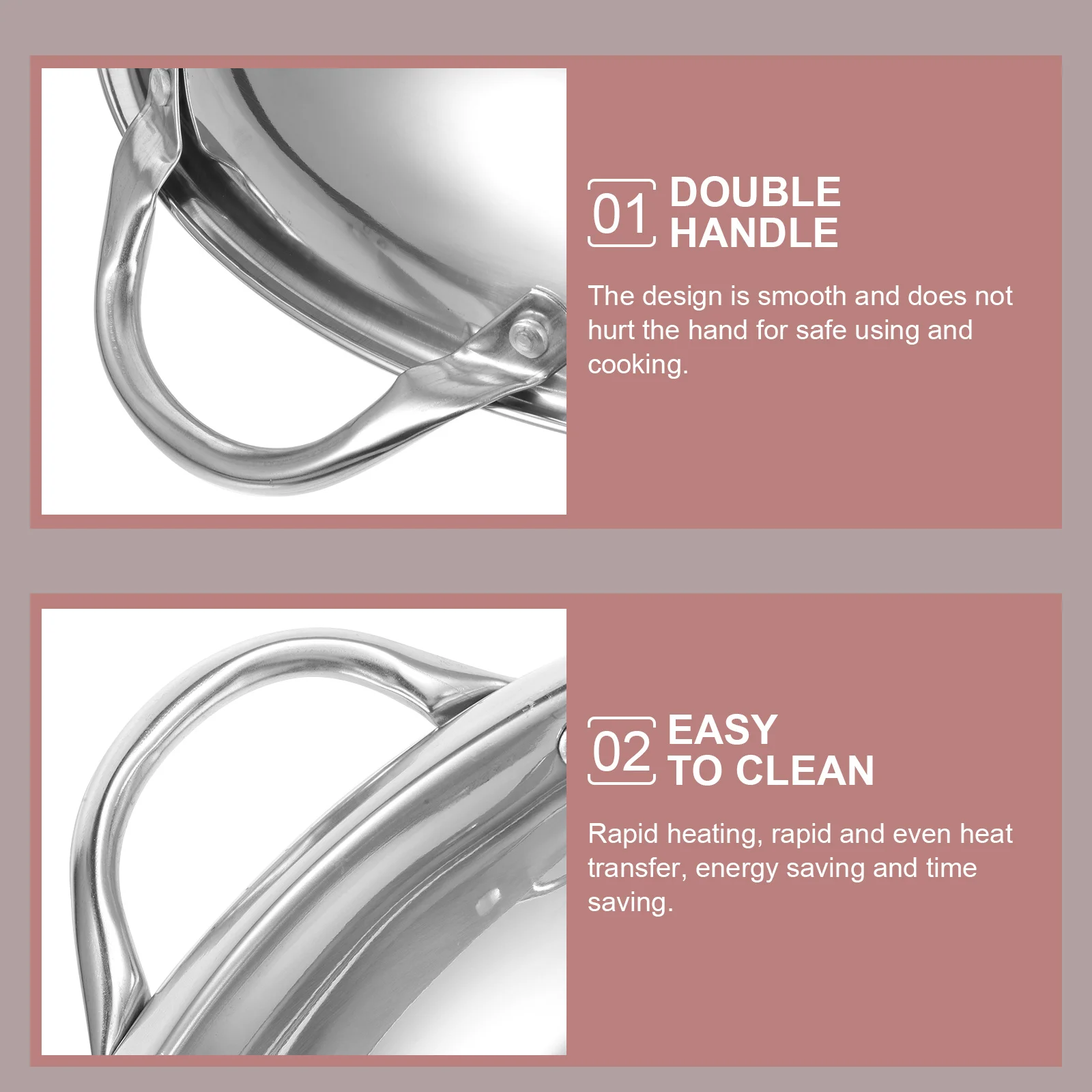 

Stainless Steel Hot Pot Cooking Pan Dry Pot Seafood Kitchen Household Double Handle Heat Resistant Anti-Overflow