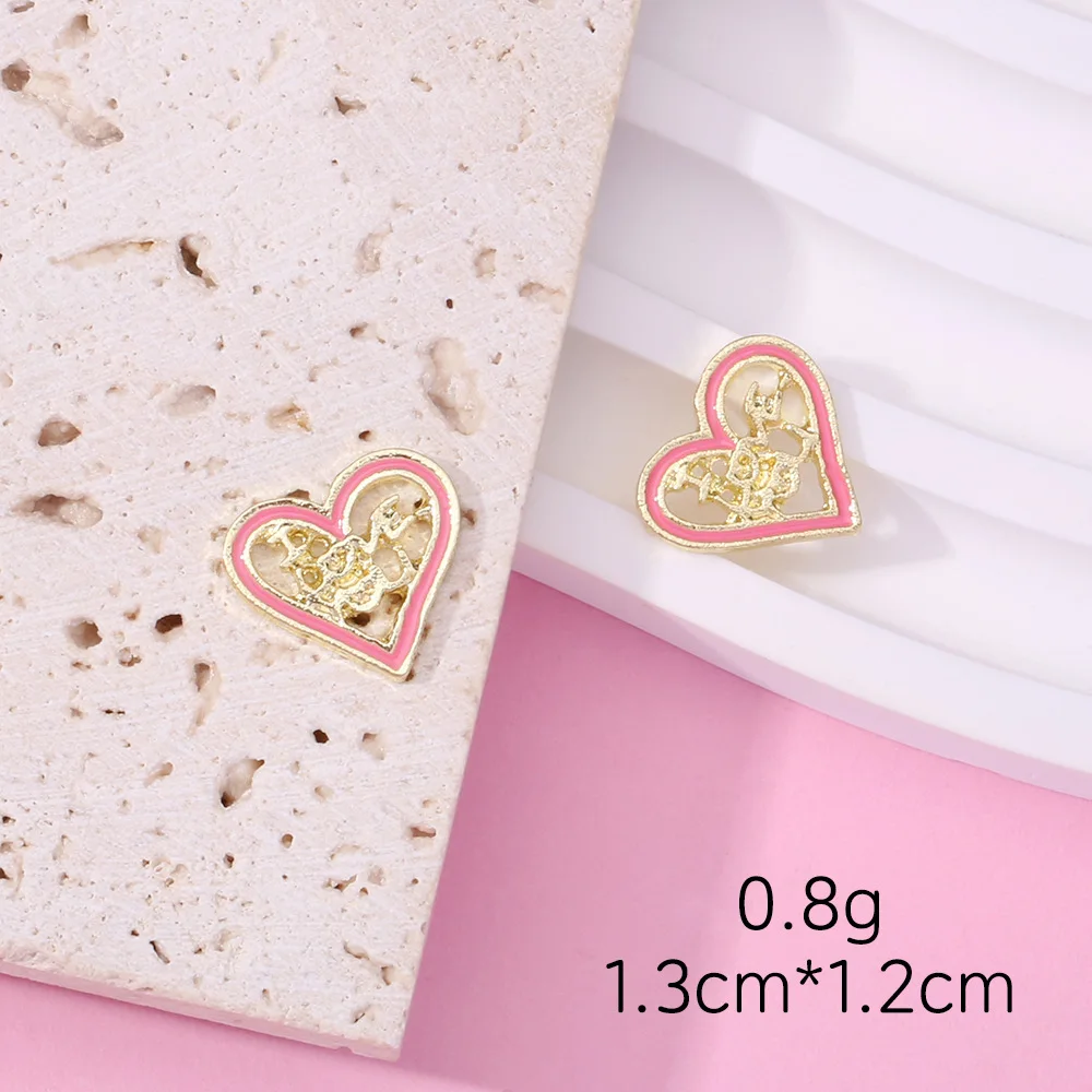 10 قطع الأزياء الوردي المينا الأظافر سحر زهرة القلب Bowknot سبيكة DIY مسمار الزينة جميلة الجناح المعلقات مسمار الفن مجوهرات