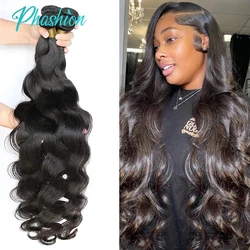 Phashion Body Human Hair Bundles 1/3 Pcs/Lot 30 32 Inch 100% Remy Hair Extensions For Black Women Brazilian Weave Natural Color