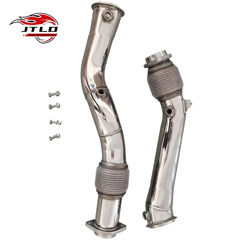 

JTLD 304 Stainless Steel Polished Catless Exhaust Downpipe For BMW X3M X4M S58 F97 F98Test Pipes