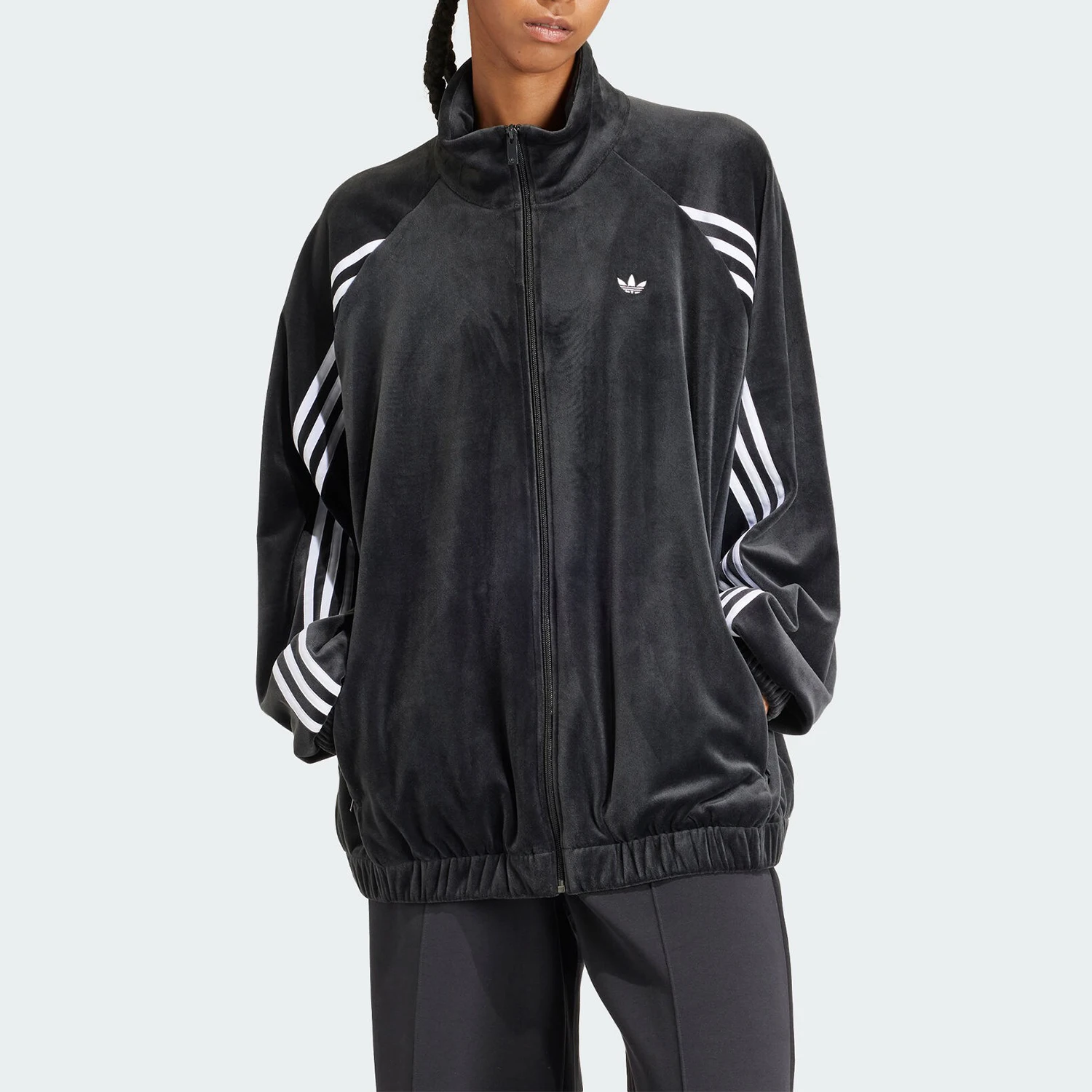 

Adidas genuine Trefoil Women's Three-Stripes Sports Stand Collar Jacket IS4555