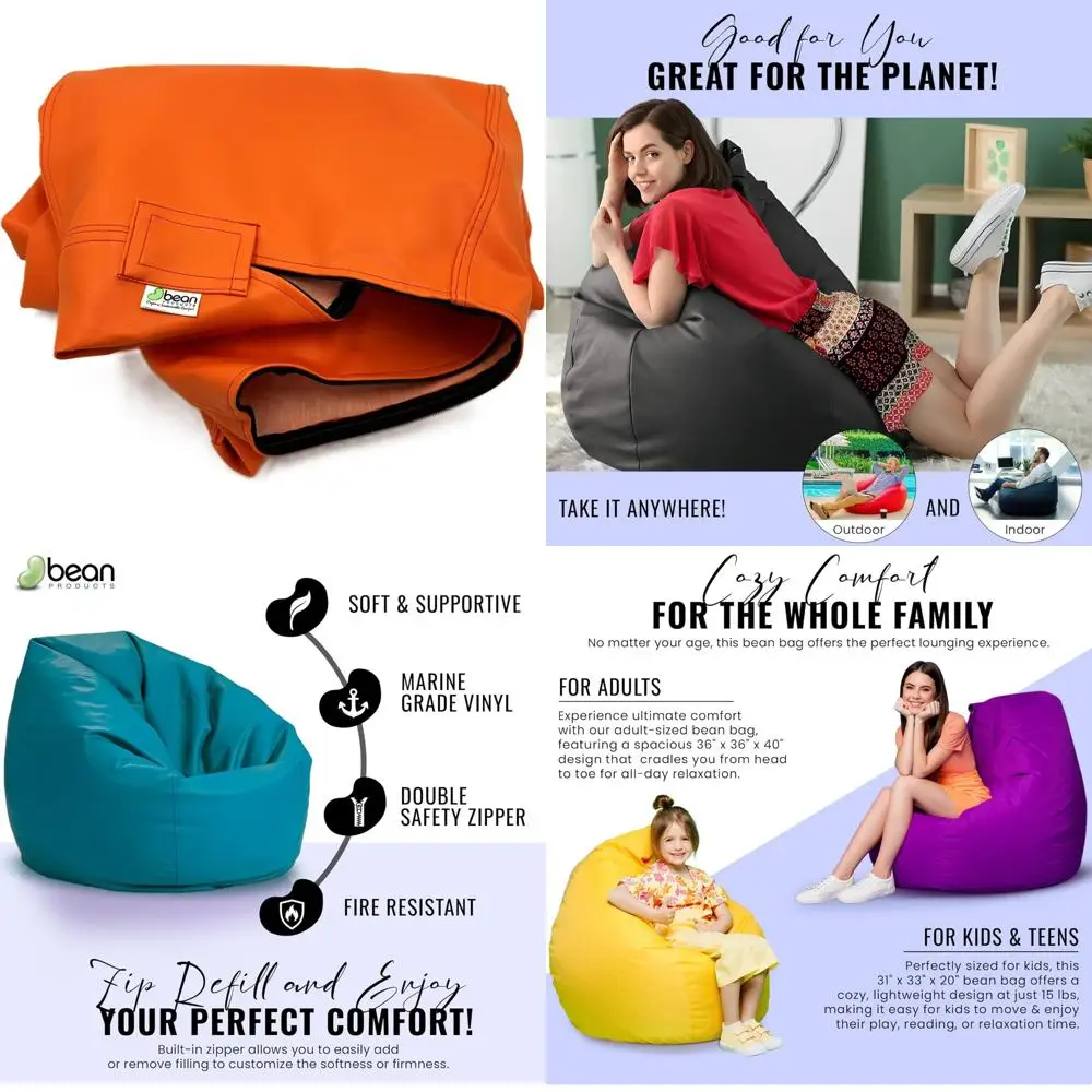 غطاء كرسي بين باج من الفينيل المقاوم للعوامل الجوية على الطراز القديم - غطاء أريكة كسولة قابل للغسل للبالغين - واقي كرسي كيس فول البحرية #1